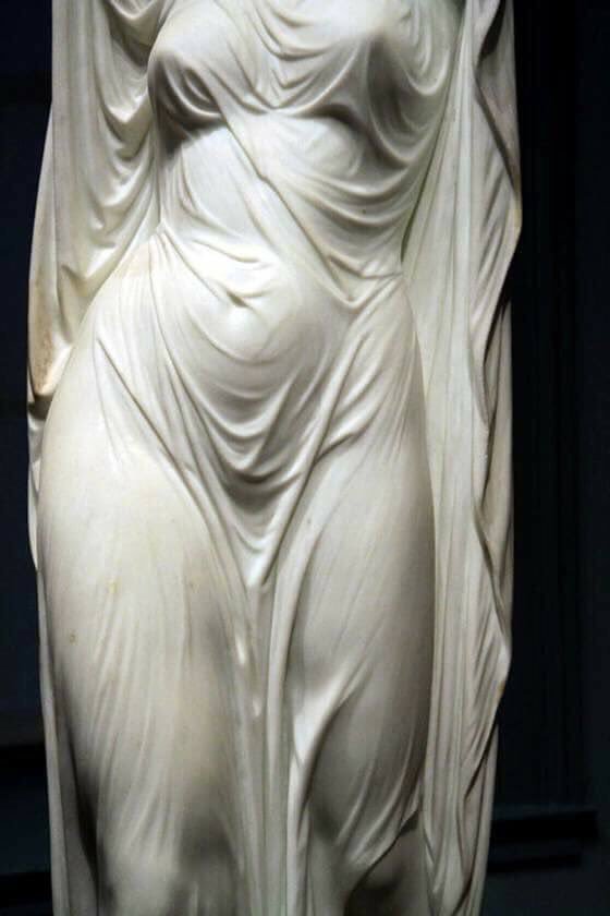 Clothes details of statues carved from marble