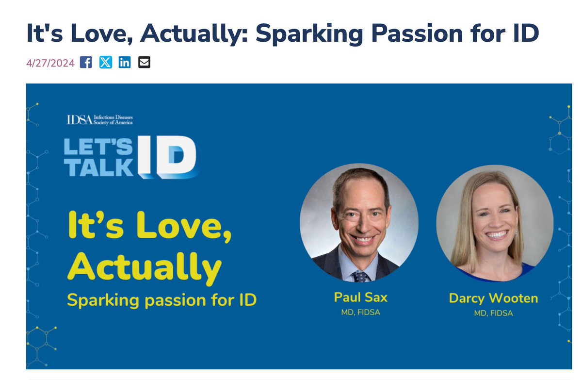 SO SO SO thrilled to share this @IDSAInfo podcast hosted by the one and only @PaulSaxMD where we discuss love, meaning, and fulfillment in the field of ID. open.spotify.com/episode/72j35Q…