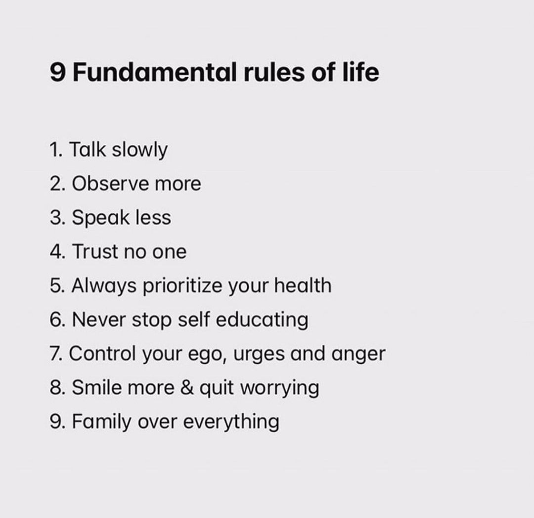 9 Fundamental Rules of Life :