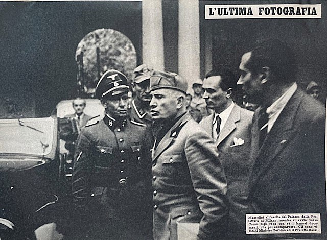 27 aprile 1945: l'arresto di Mussolini
L’ex #duce e capo della Repubblica Sociale Italiana viene fermato e arrestato a Dongo da uomini della 52° Brigata Garibaldi, mentre tenta di fuggire in Svizzera travestito da caporale tedesco,
Il giorno dopo verrà fucilato.