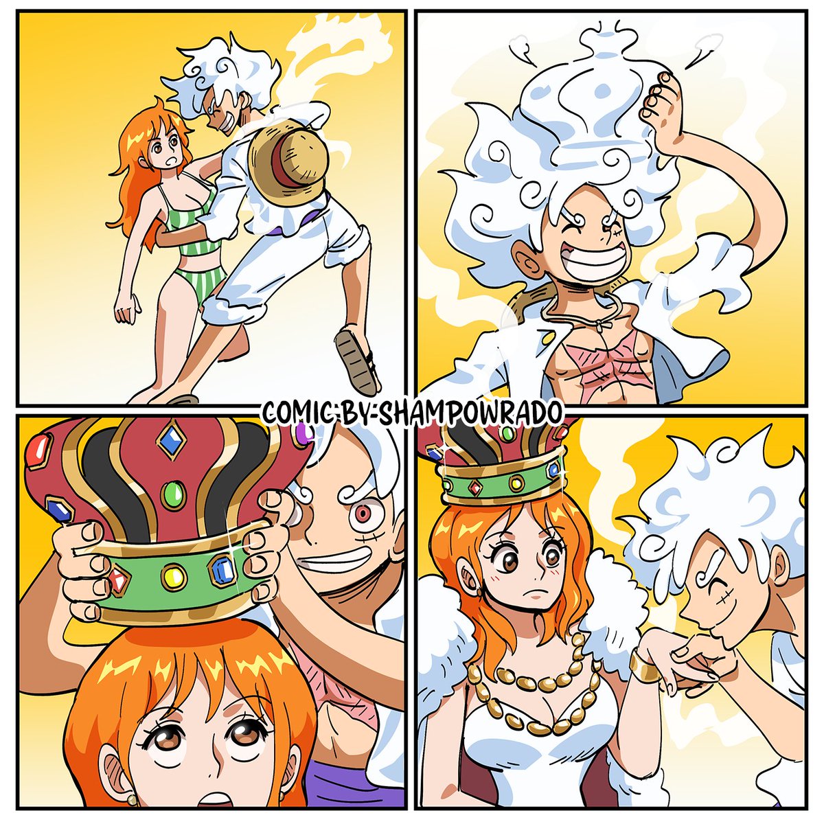 My head canon is that Luffy gave her her white costume and crown with his G5 ability.