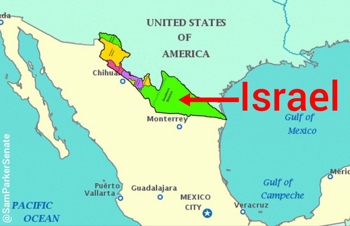 🇺🇸🇲🇽🇮🇱 I've discovered a never-before proposed 2-state solution--place Israel between 2 states: Mexico and the United States. #UnitedStatesOfIsrael ADVANTAGES: ▪️We could put a wall all the way around Israel to protect it from immigration invasions. Since American leadership…