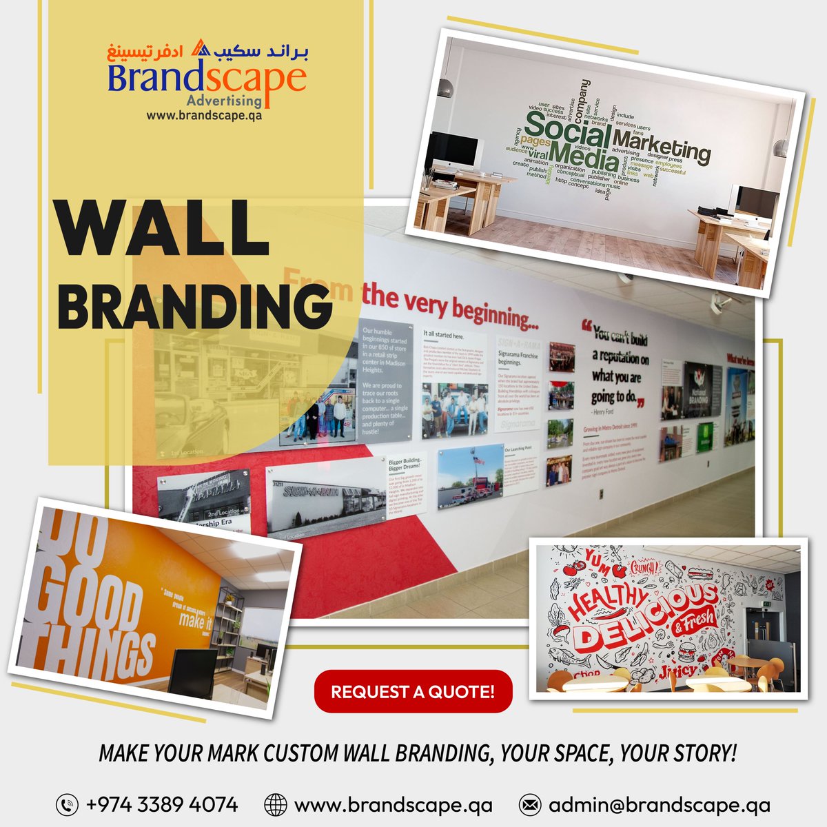 BSadvertisingqa's tweet photo. Make Your Mark With Our Custom Wall Branding, Your Space, Your Story!

Shop at https://t.co/CEIFWbSxi9

For more Details Visit Us at https://t.co/1yiGccSPn2

For more Inquiries Contact
33894074

#wallbranding #wallart #walldecor #wallpaperdesign #wallpapersticker #wallcovering https://t.co/wsSUMZ0Dvg