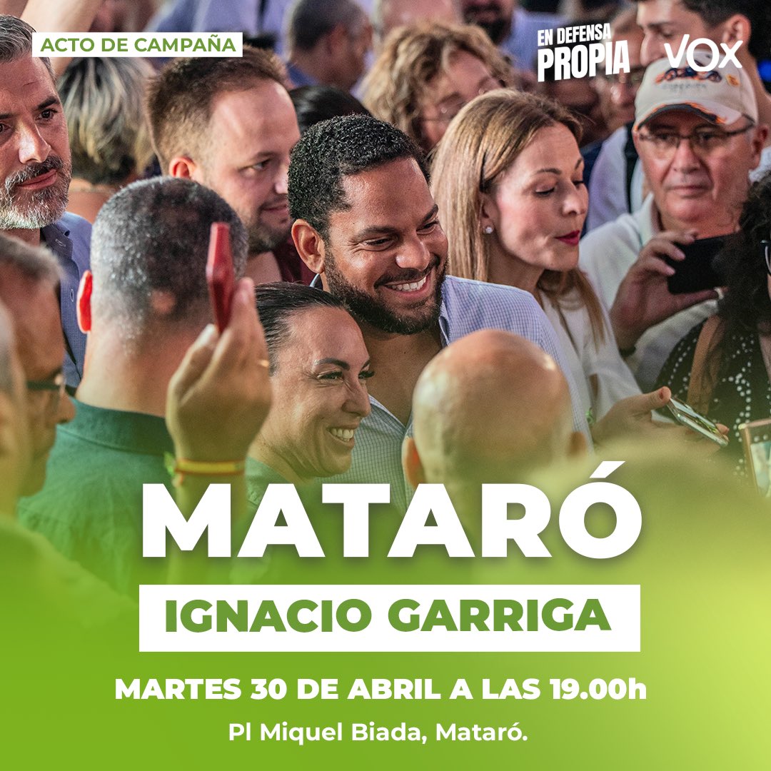 📍 Siguiente parada: MATARÓ ¡ACTO PÚBLICO con @Igarrigavaz! 📅 Martes 30 de abril ⏰ A las 19:00h 📍 Pl. Miquel Biada, Mataró #EnDefensaPropia ⚒️