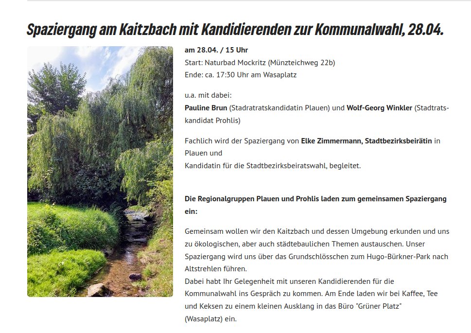ezoderwitz's tweet photo. Falls jemand am Sonntagnachmittag (morgen) den #Dresdner Süden (#Südelbien) bissel erkunden möchte - hier 'ne kleine Empfehlung:
#Kaitzbach-Spaziergang mit Stadtratskandidat*innen + Stadtbezirksbeirät*innen v. @gruene_dresden, 
Treff 15:00 am Mocki 
#Kiezliebe ...und drüber 'naus https://t.co/l5H1M6nQfC