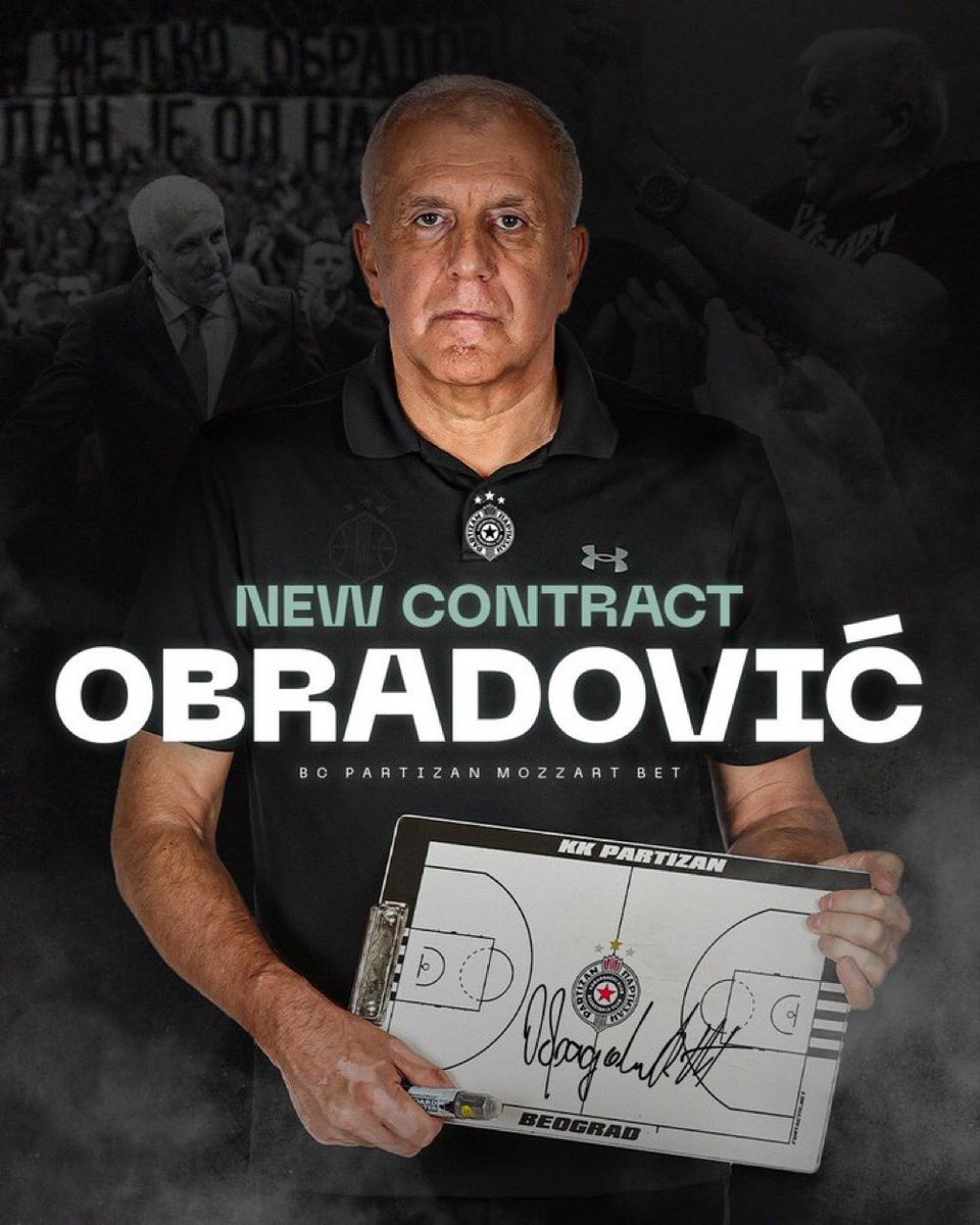 🚨Partizan, koç Zeljko Obradovic ile 2 sezonluk yeni kontrat imzalandığını açıkladı.