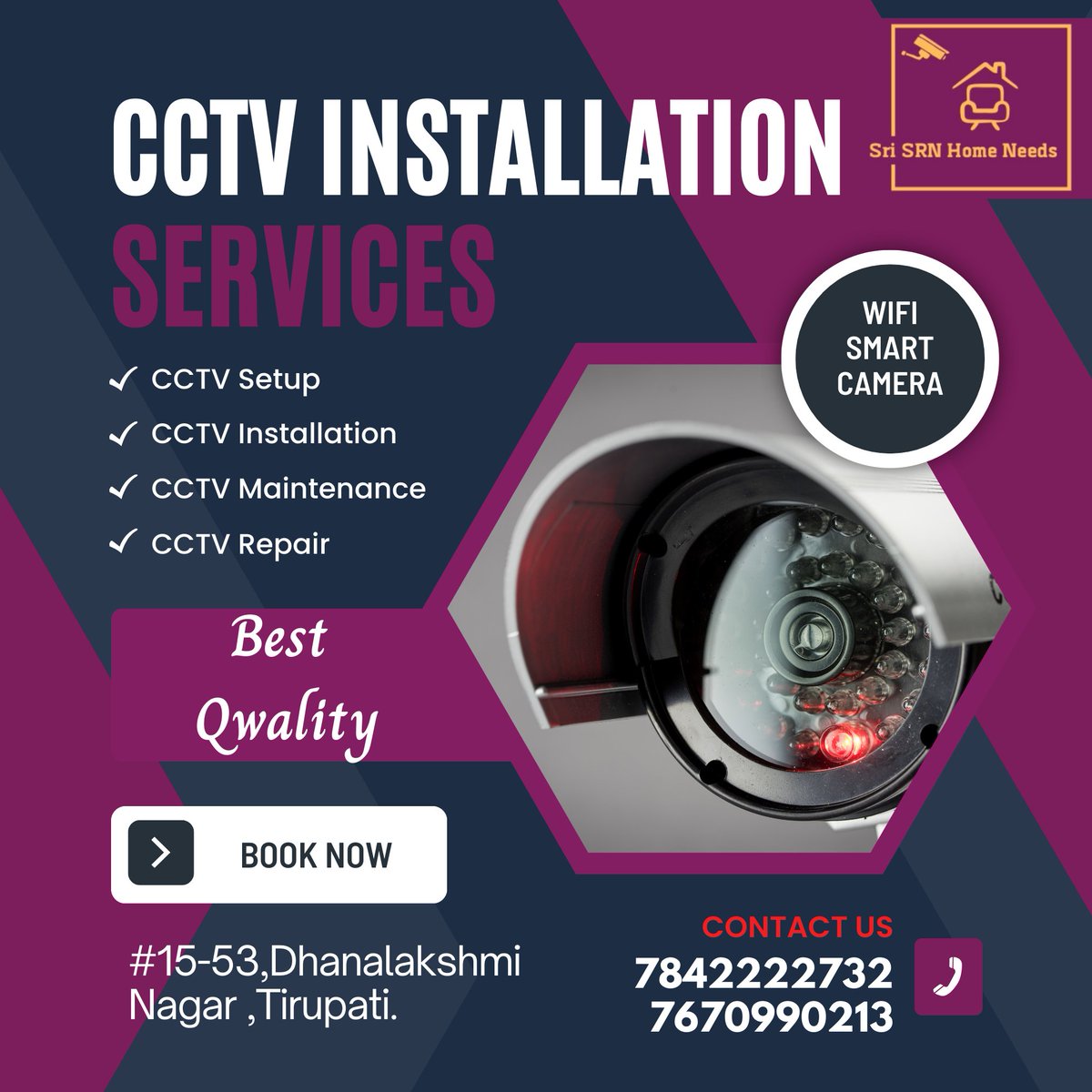 Empower your security strategy with Sri Srn HomeNeeds' advanced CCTV service! 🛡️🔒

FOR BOOKINGS CONTACT:
GIREESWAR:7842222732 | 7670990213

#SriSrnHomeNeeds #CCTVService #SecuritySolutions #Surveillance #ProtectWhatMatters #PeaceOfMind #HomeSecurity #BusinessSecurity