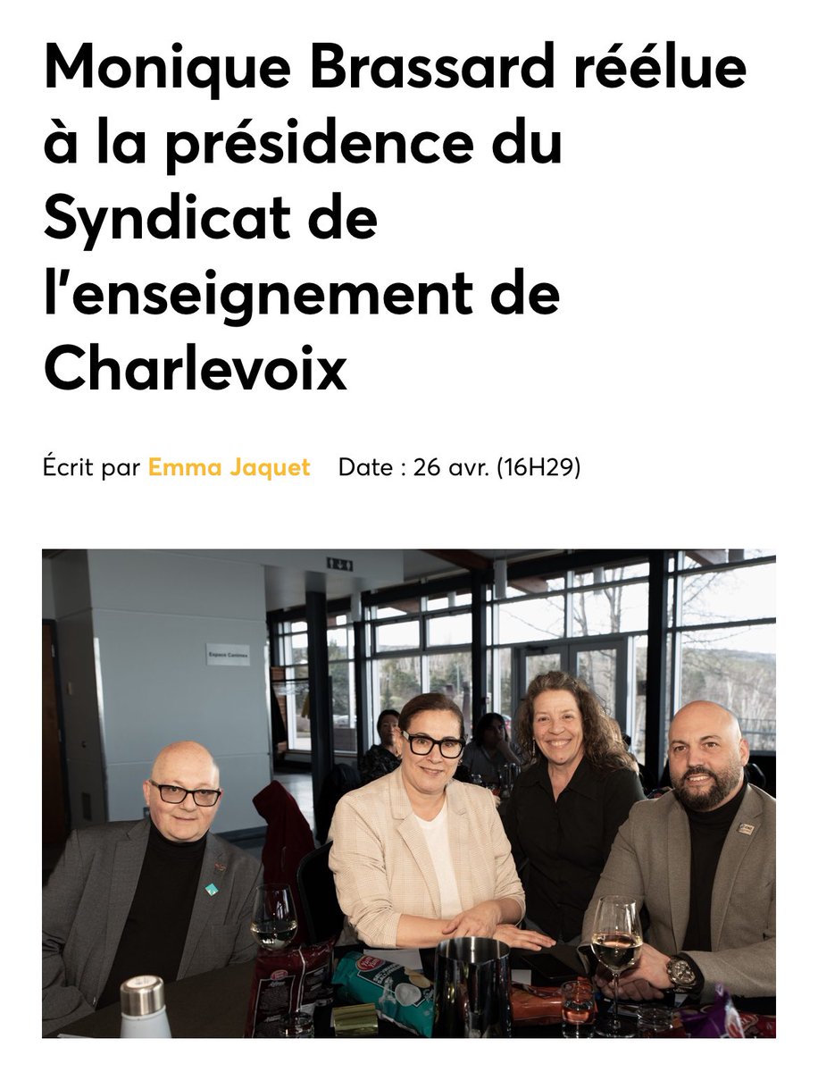 👏 Félicitations Monique pour ta réélection! Rencontrer ta gang pour parler de la CSQ, des négos et de notre 44e Congrès qui s’en vient, c’était un grand plaisir! Merci pour l’accueil. Charlevoix, pour la CSQ, c’est tjrs un peu spécial. ☺️ #lauregaudreault cihofm.com/news/monique-b…