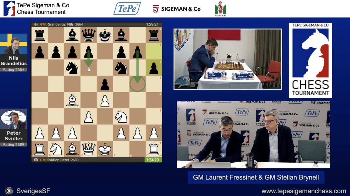 Fressinet mentions he heard Grandelius was helping Nakamura in the #FIDECandidates. Today Nils has played 4...h6, as Hikaru did vs. Vidit, as he takes on the defending champion Svidler!