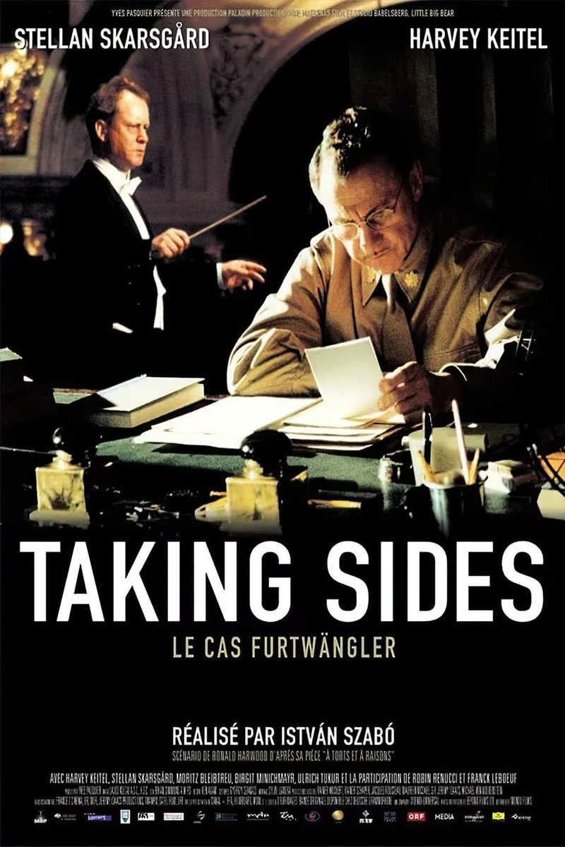 Taking sides, le cas Furtwängler, ou le rôle de l'artiste dans un régime décadent...stephanegodet.com/2024/04/taking… 
#cinéma #takingsides #wilhelmfurtwängler #berlinerphilharmoniker #IIIEREICH #AdolfHitler #HarveyKeitel #StellanSkarsgard #istvanszabo #Arte