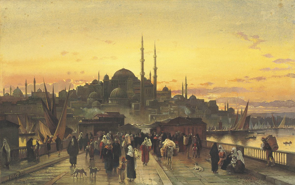 The Golden Horn, Galata Bridge, Constantinople, by Hermann David Salomon Corrodi (1844-1905)