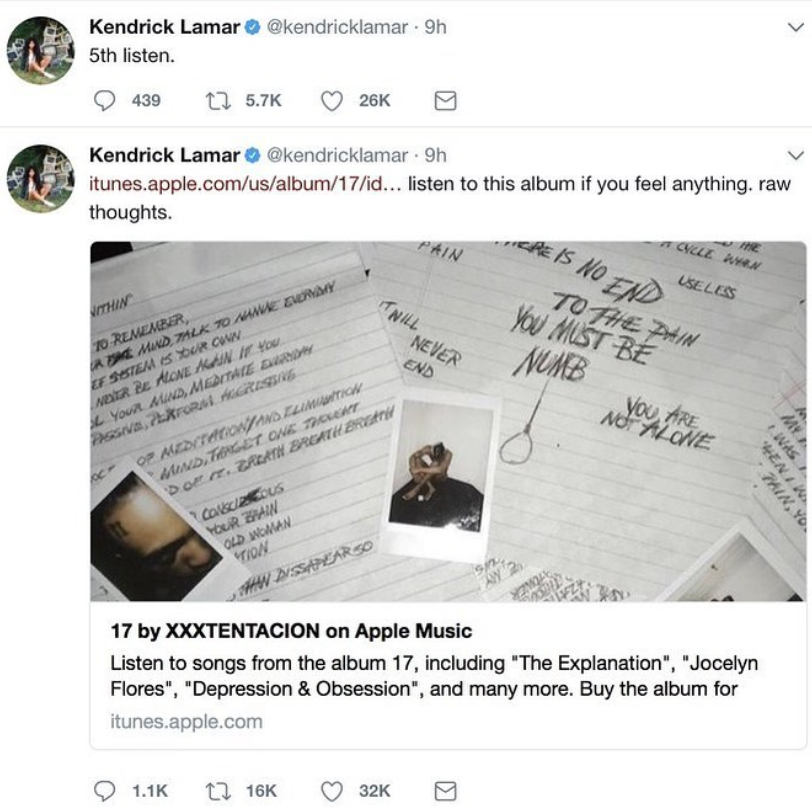 When Kendrick Lamar showed love to X's album '17' 🔥