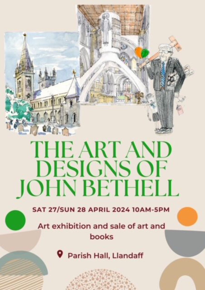 Pleased to attend the Exhibition & Sale of the work & collection of the late JOHN BETHEL at Parish Hall #Llandaff Some wonderful art works, book collection and historical documents of his lifelong work as former @cardiffcouncil Chief Architect. Raising funds for #ChristianAid