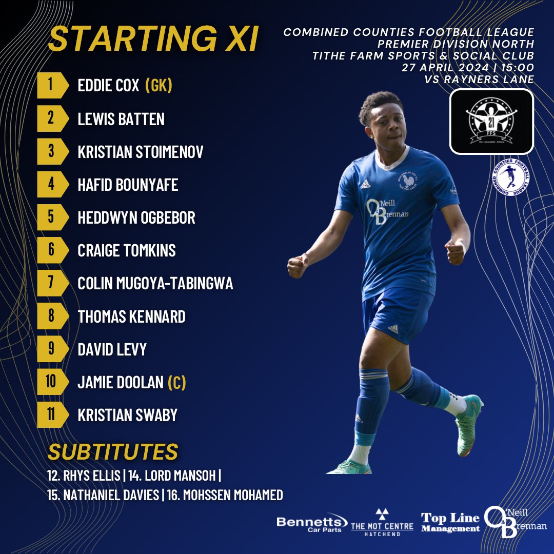 For one last time this season here is your team news as we prepare to face @RaynersLaneFC this afternoon Kick off is just under 45 minutes away here at Tithe Farm #UTC🔵🟡