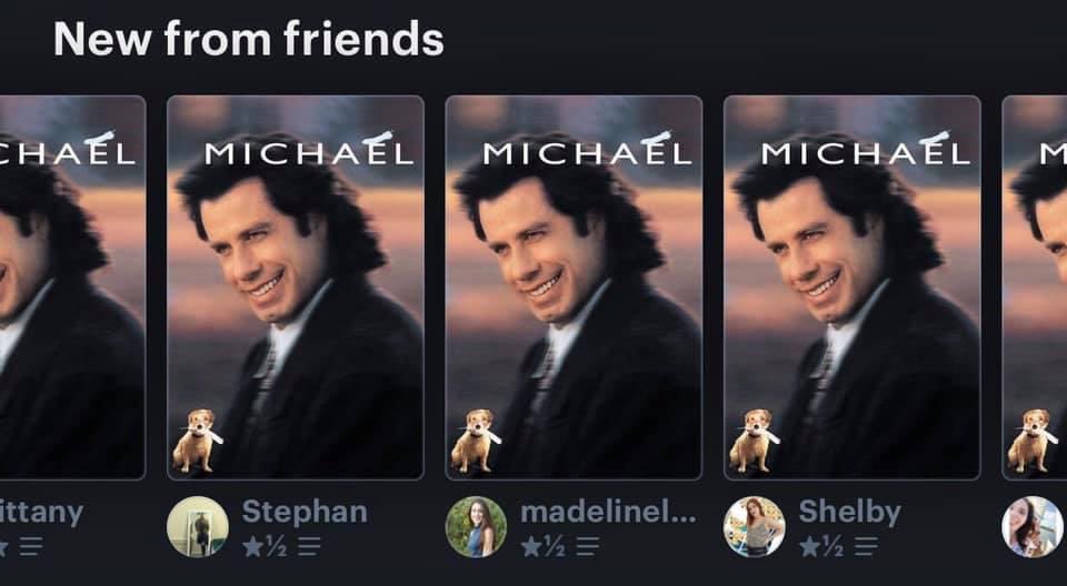 I will never forget the time that the Blank Check x Who? Weekly group live watched Michael in the depths of quarantine and the entire front page of Letterboxd looked like this after