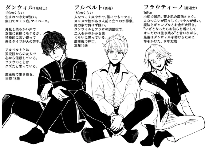 次に出すファンタジー漫画のキャラ達。描けば描くほど愛着が湧いて可愛くなってきて、早く作画に進みたいな～～!という気持ち。
まだネーム中なので、描いちゃ消しでワァワァ言っています。7月までには漫画に仕上げたいね。 