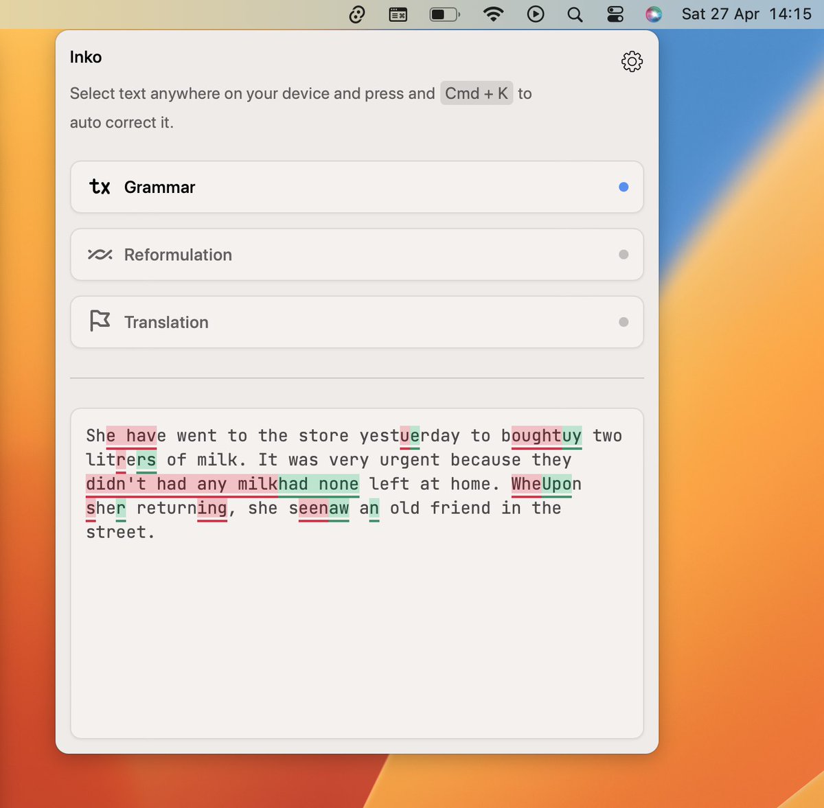 healsha's tweet photo. Excited to share the first basic prototype of the AI correction/improvement tool I've built for macOs/Window ! Which design do you prefer ? Did you immediately understand  its purpose ?
#buildinpublic #artificialIntelligence https://t.co/evDglqUhEp