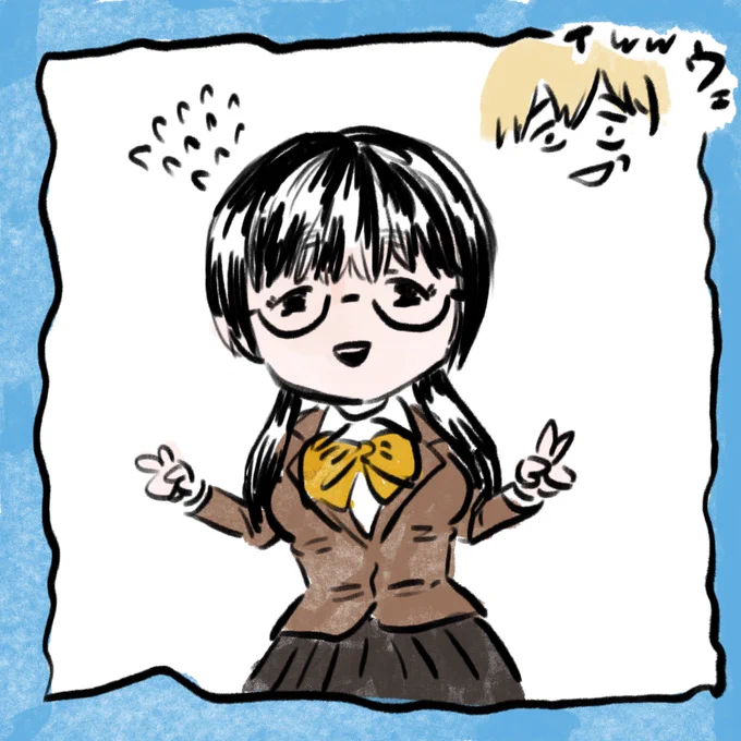 夫がこゆちゃん描いてくれました
ウェ～イwwが枠になってる…天才か……? 