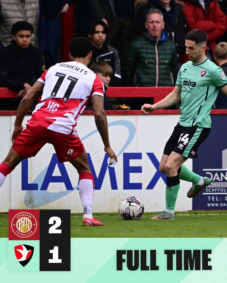 Full time at the Lamex Stadium. Defeat in Hertfordshire ends our three year stay in the third tier. #ctfc♦️