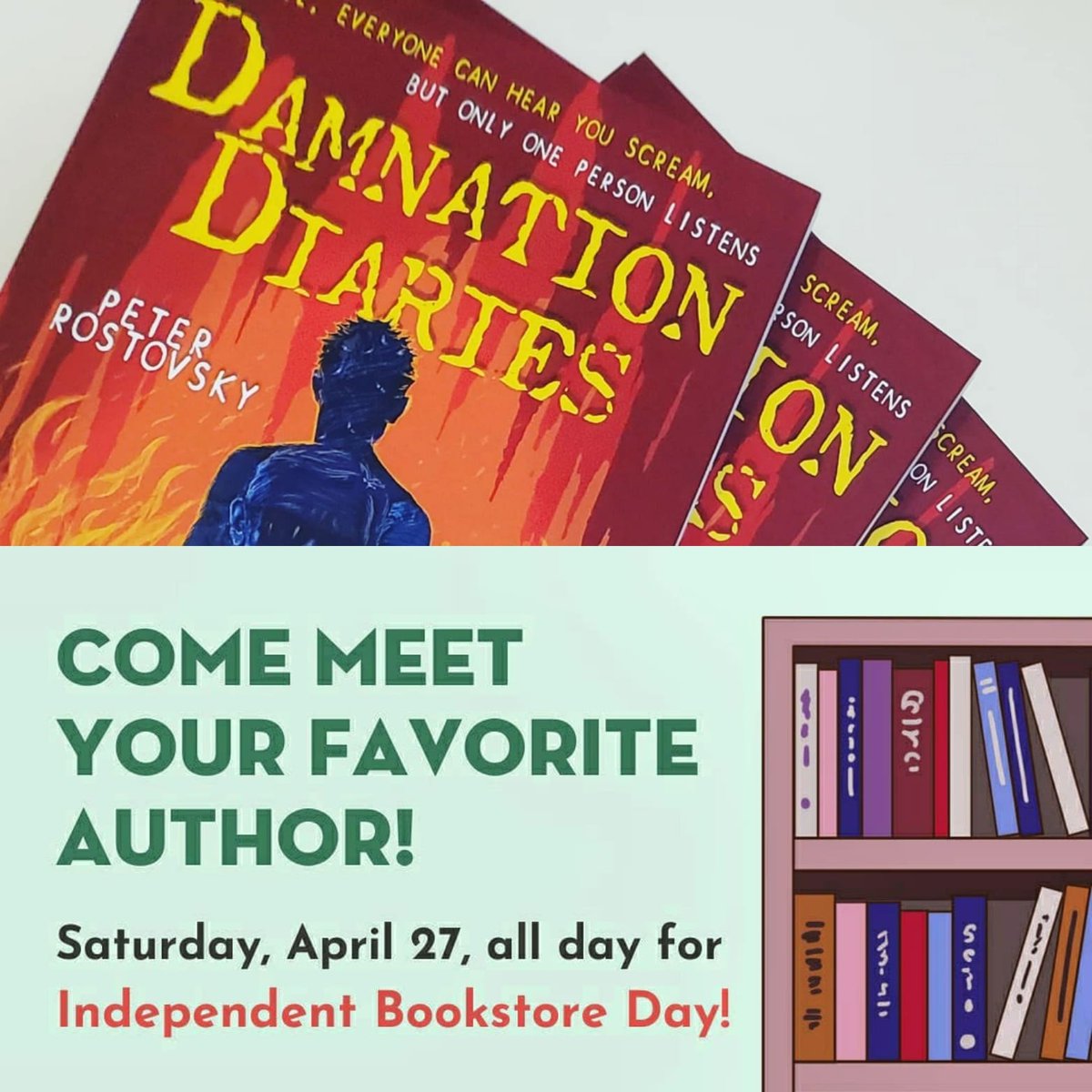 Peter K Rostovsky (@rostovskypeter) on Twitter photo Come celebrate independent bookstores and local authors today at the fantastic <a href="/greenlightbklyn/">Greenlight Bookstore</a> --686 Fulton St, Brooklyn, NY 11217.
I'll be there 2-5 pm, hanging out with some of them and signing copies of Damnation Diaries. Come out and celebrate books. #graphicnovel Come celebrate independent bookstores and local authors today at the fantastic <a href="/greenlightbklyn/">Greenlight Bookstore</a> --686 Fulton St, Brooklyn, NY 11217.
I'll be there 2-5 pm, hanging out with some of them and signing copies of Damnation Diaries. Come out and celebrate books. #graphicnovel
