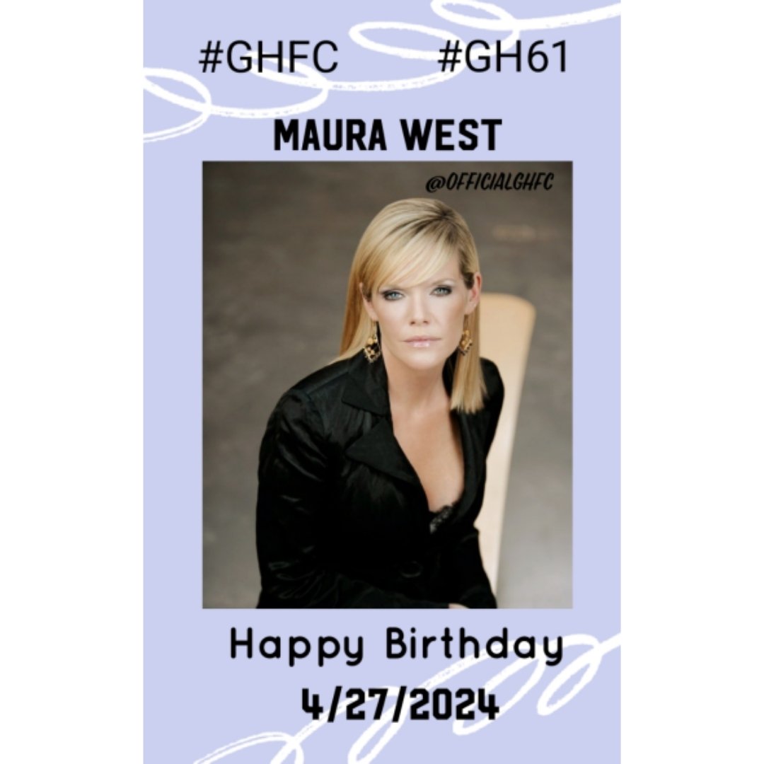 Please join the @officialghfc and wish @MauraWest A Very Happy Birthday!
#avajerome 
#birthdaygirl #celebration #birthdaycake  #birthdaywishes #generalhospital #officialghfc #teamghfc #ghfc #soapopera #ghbaby #prospectstudios #generalhospitalcast #gh61
Pls rt