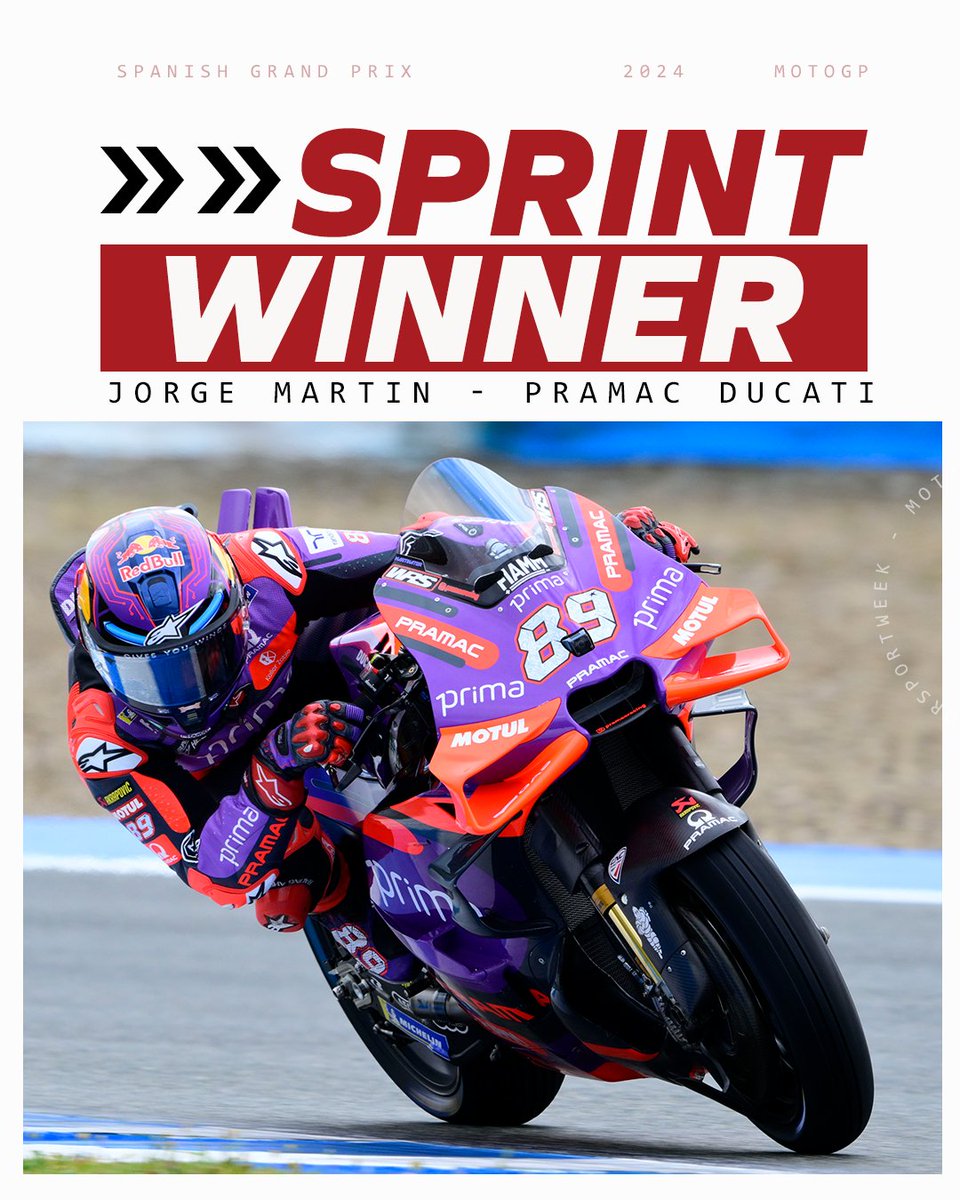 A @MotoGP Sprint of attrition is won by @88jorgemartin at Jerez! #MotoGP #SpanishGP #PramacRacing #Martin