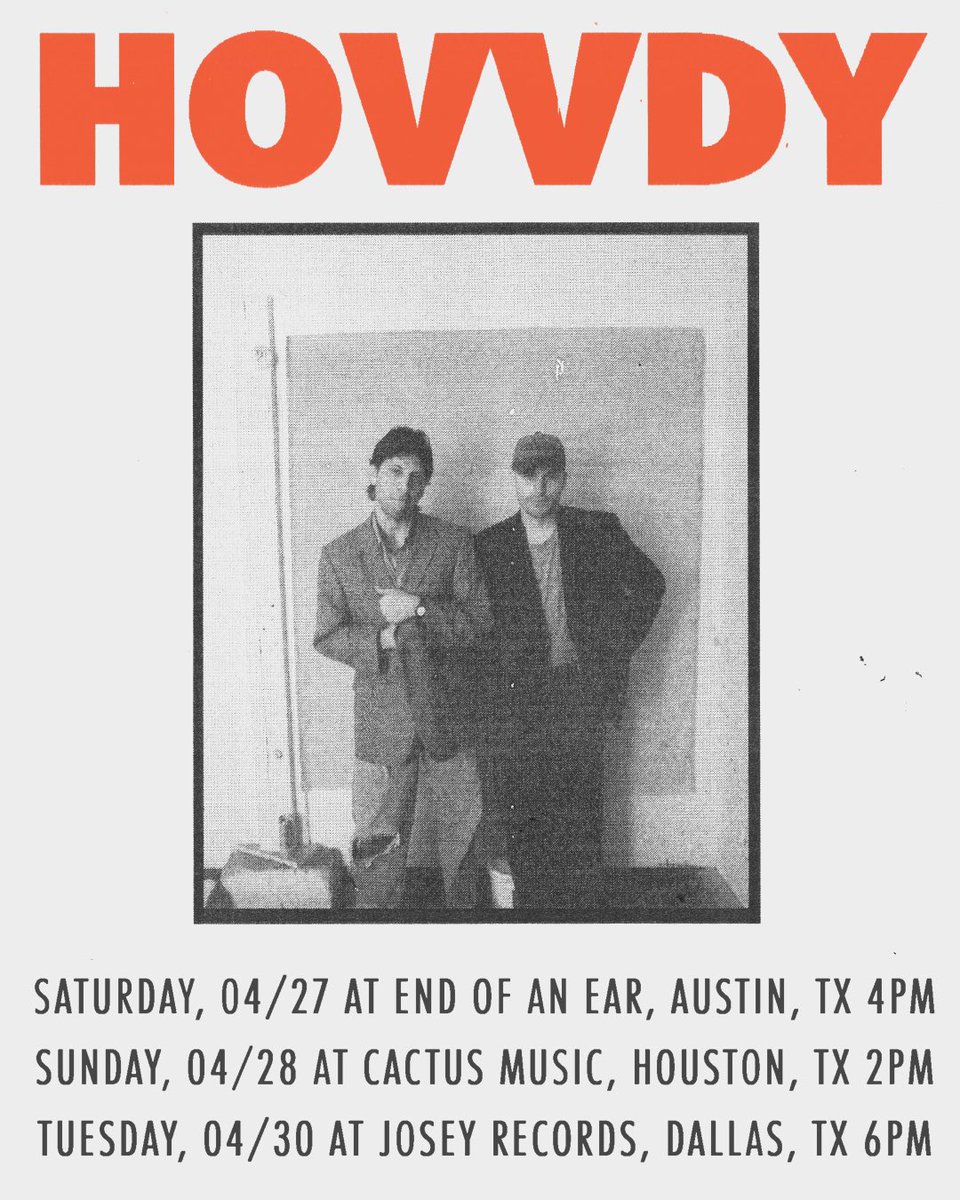 Catch @hovvdy at @endofanear in Austin TX today for a free acoustic performance and album signing.