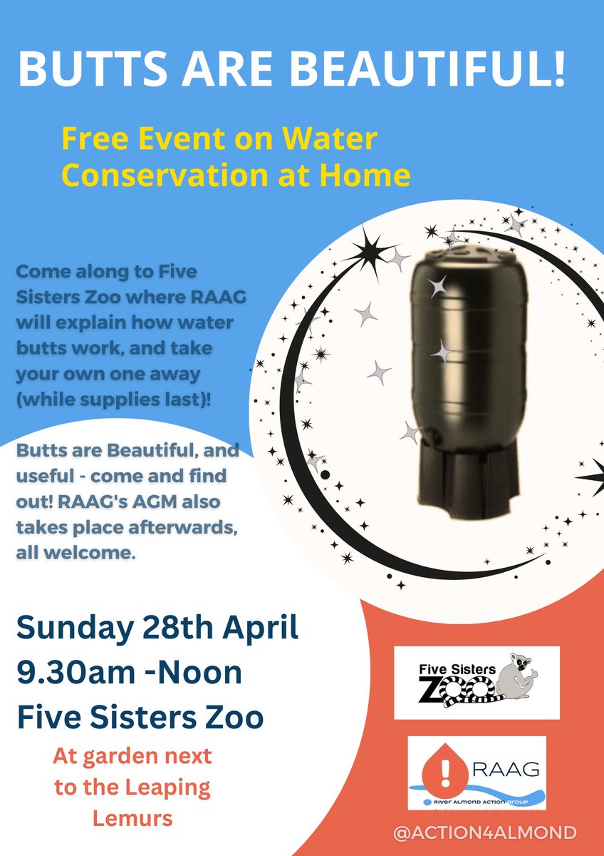 Come along to <a href="/fivesisterszoo/">Five Sisters Zoo</a> on Sunday to learn why butts are beautiful and pick up a free water butt - while stocks last.