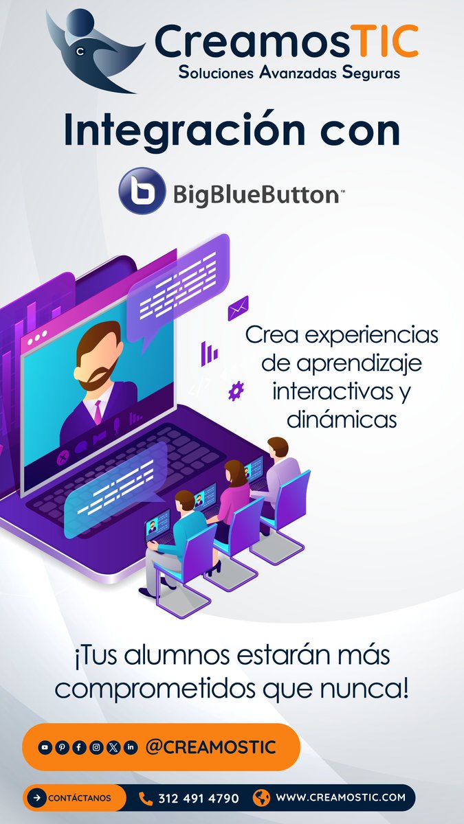 ¡Potencia tus clases virtuales con BigBlueButton y CreamosTIC! Integración para videollamadas fluidas y seguras en tu plataforma LMS Contáctanos al 3124914790. #LMS #EducaciónVirtual #CreamosTIC #DíaDelNiño #FreenBeckyFMinPH2024 #WHULIV #MotoGP #PremierLeague #SB19 #DesafioXX