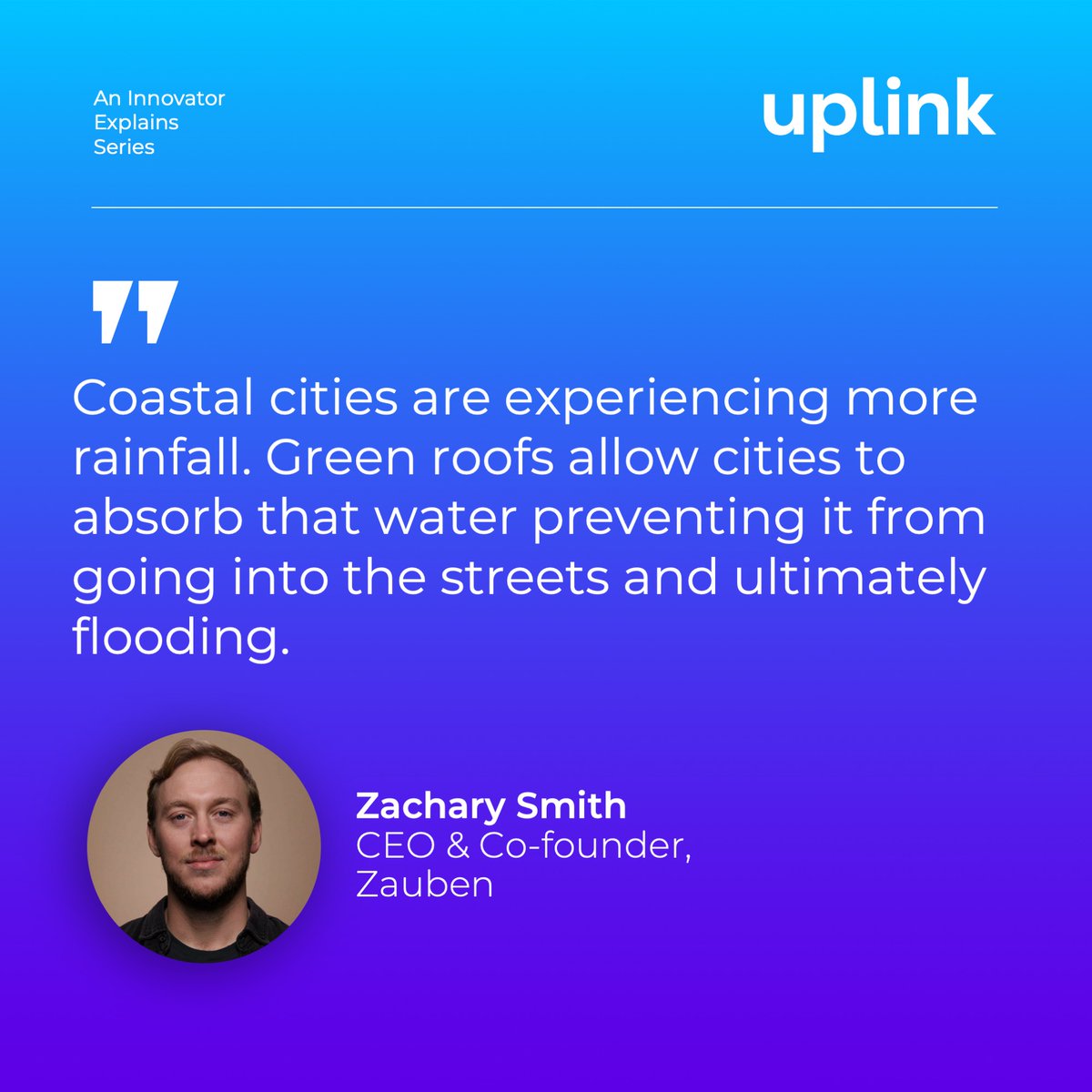 Making cities climate resilient is key to a sustainable future. Zachary Smith, Co-founder & CEO of @ZaubenDesign, features in the 1st episode of our 'An Innovator Explains’ series, looking how we can make this possible. Watch here: ow.ly/23CZ50Rptnm #AnInnovatorExplains