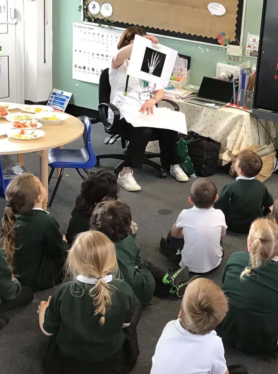 EYFS_BSA's tweet photo. FS2 were visited by another real-life superhero- Claire, a radiographer! She taught us all about how and why x-rays are taken. She showed us some interesting examples! @BrackensdaleS #aimhigh https://t.co/gZydQ0VR4L
