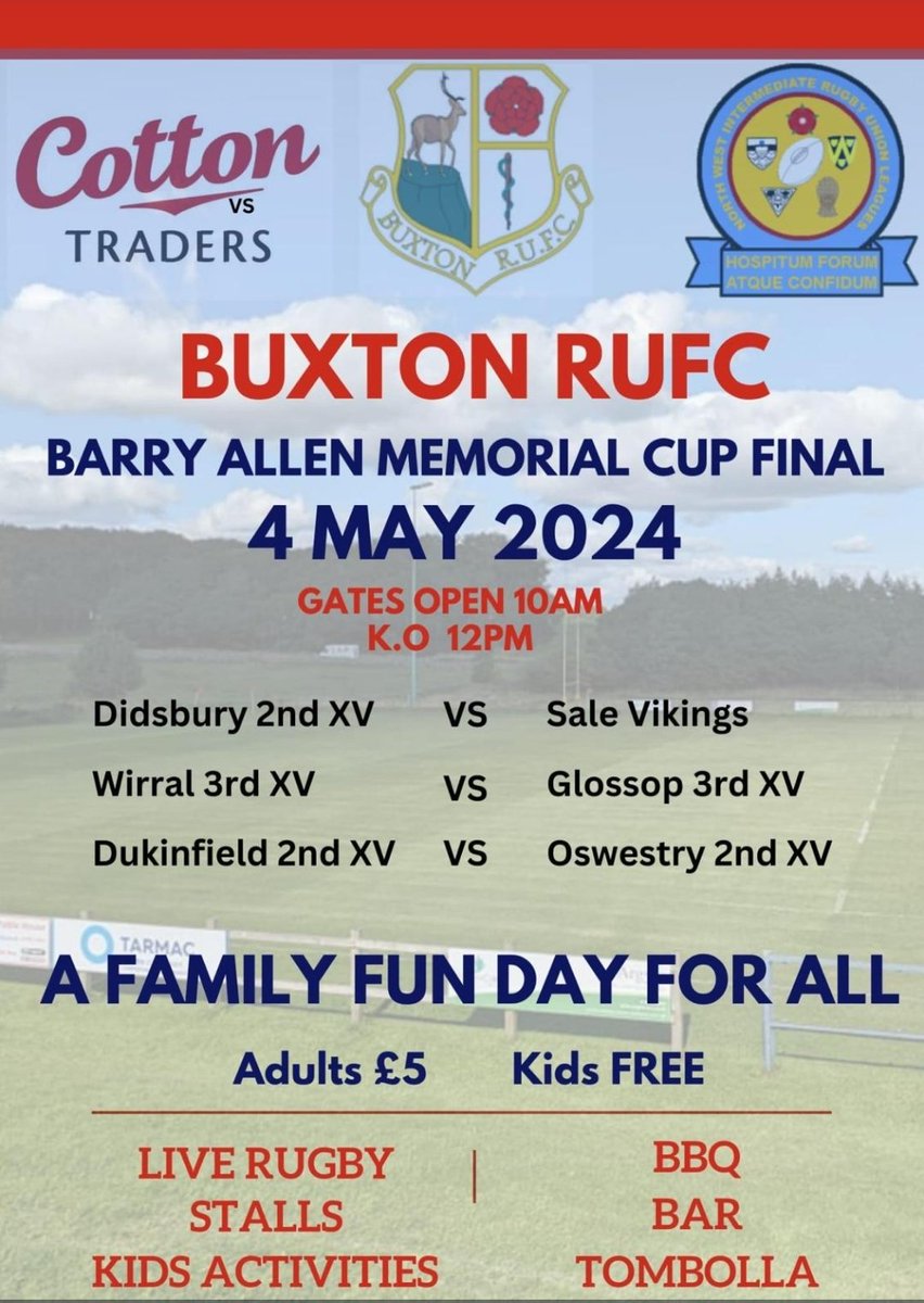 <a href="/BuxtonRugby/">Buxton Rugby Club</a> invite you all for an action packed day of rugby and family fun. #rugby #FamilyFun #buxton
