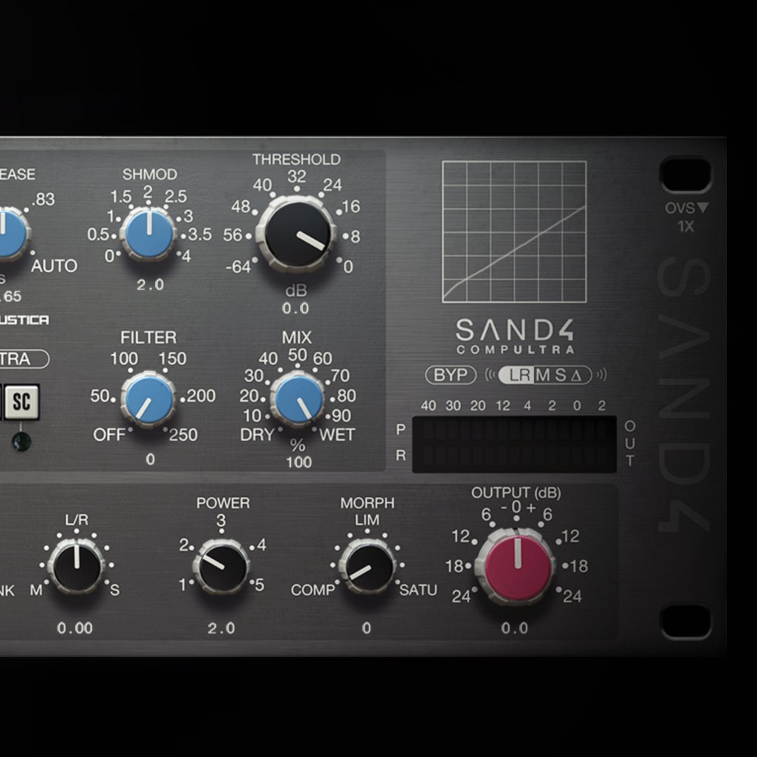 SAND4 Comp Ultra: Featuring two versatile compressors enhanced with our Hyper technology, now with additional controls introducing contemporary features absent in the original hardware counterparts. Discover Sand 4 Ultra at acustica-audio.com/shop/products/…