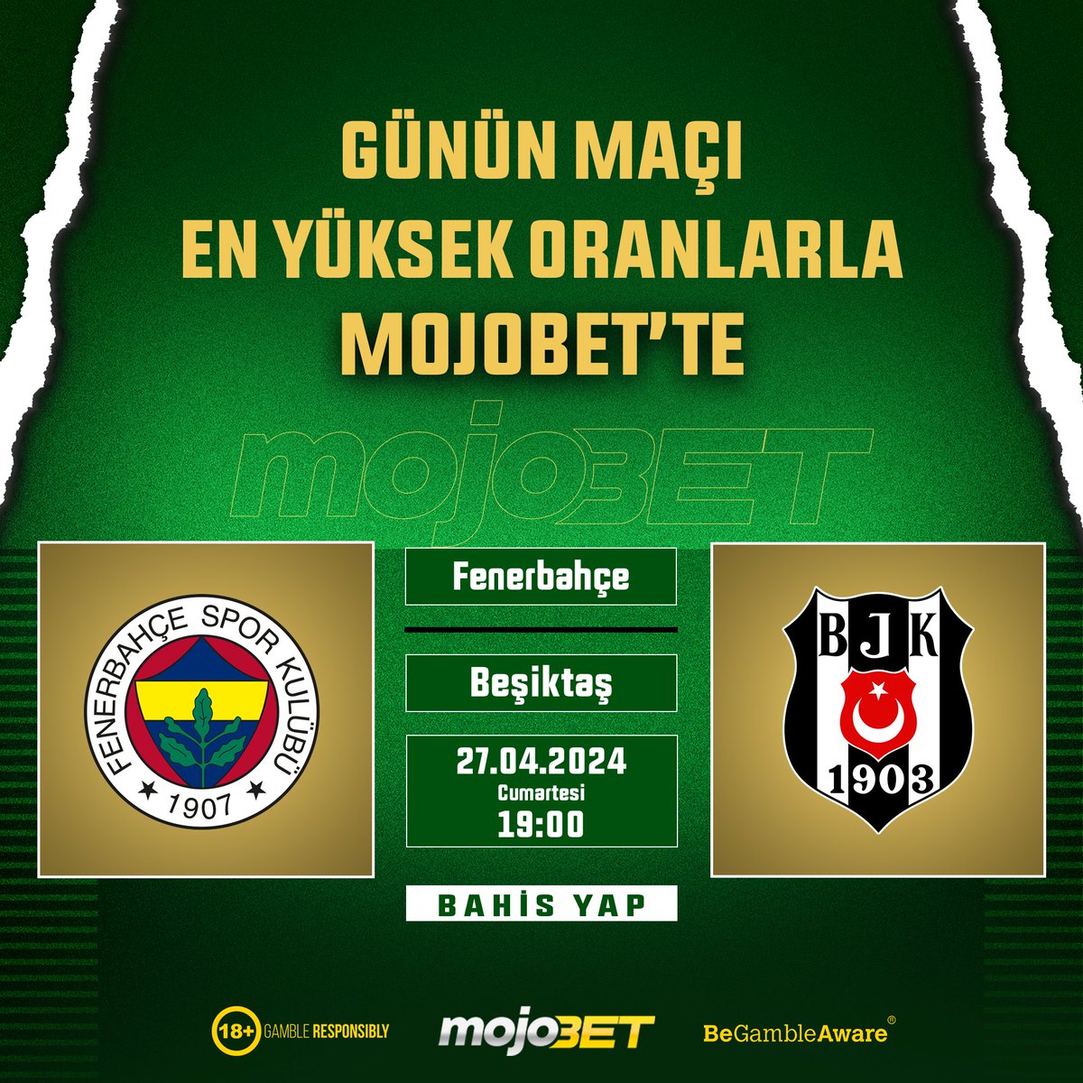 ⚽️ En Yüksek Oranlarla Günün Maçı⚽️ 🏆Fenerbahçe - Beşiktaş 🗓 27.04.2024 Cumartesi ⏰ Saat: 19:00 🏆 Futbol'un Kalbi Mojobet'te Atıyor. 🔗 MOJOBET GİRİŞ: t2m.io/mojososyal