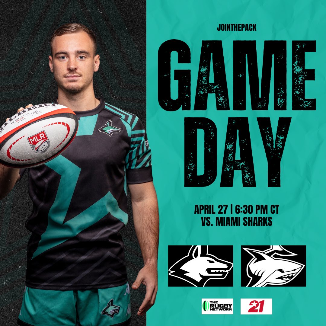 GAME DAY! 🐺

 🏉 vs. @miasharksrugby 
📅 Saturday, April 27 at 6:30 PM CT 
📺 @therugbynetwork & KTXA

#DallasJackals | #JoinThePack