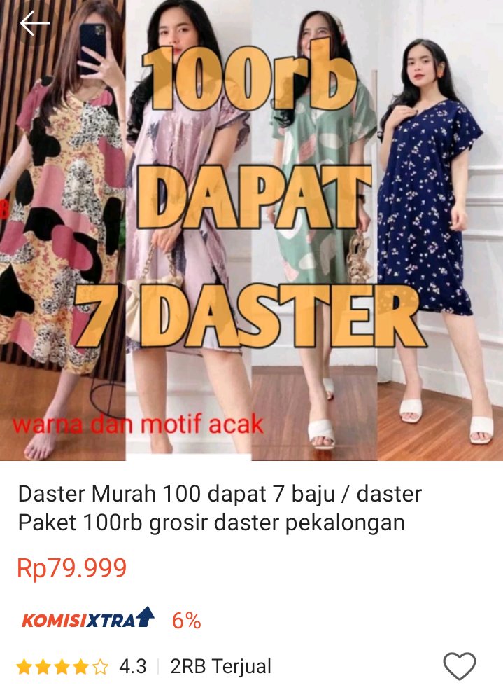 Cek Daster Murah 100 dapat 7 baju / daster Paket 100rb grosir daster pekalongan dengan harga Rp79.999. Dapatkan di Shopee sekarang! ♥️👉 shope.ee/9zbLuVP1P8 #daster #racunshopee #racunbelanja