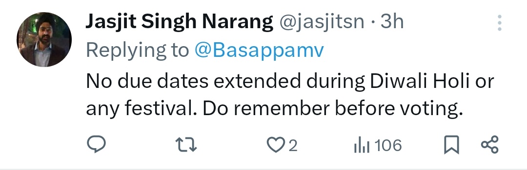 Logic left the chat. At least give a sound logic to oppose. Bro thinks congress will extend due dates for these festivals, Don't be like bro 🤡