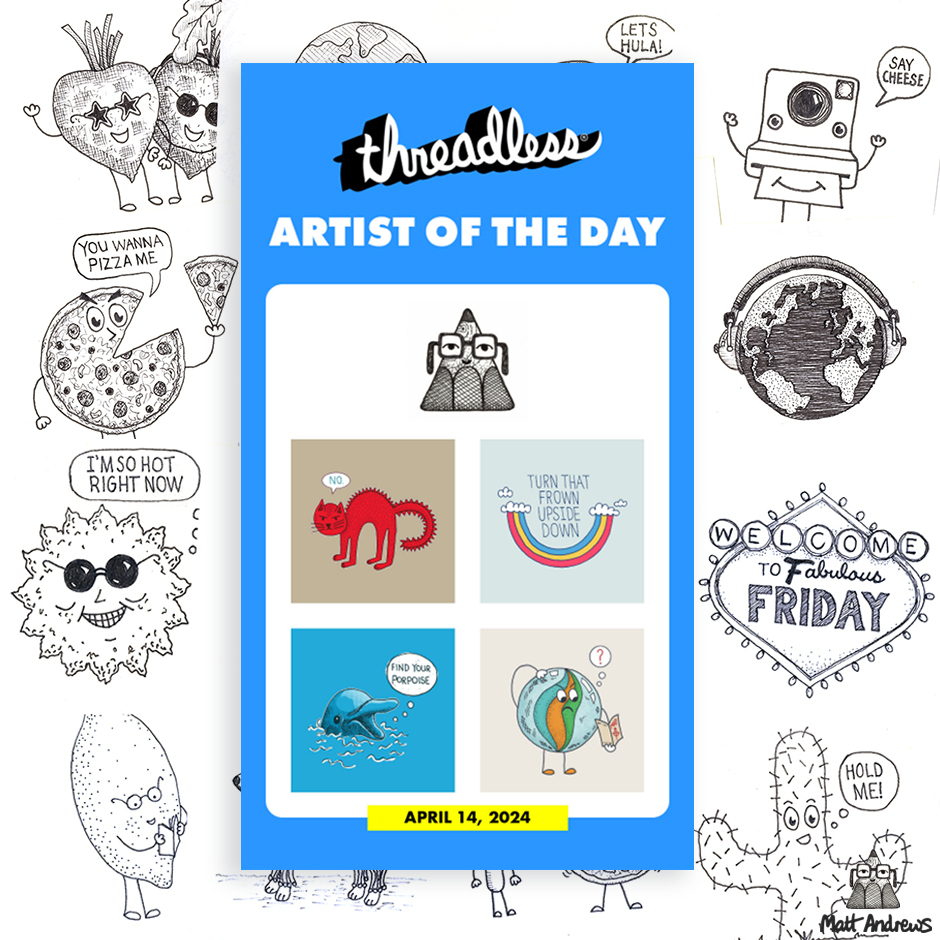 A big thank you to @threadless for making me an 'Artist of the Day' in April 🎉🙏. Check out my store and see if any of my doddles take your fancy. lifeisastickynote.threadless.com #doodleart #threadless #shirtdesigns #motivation