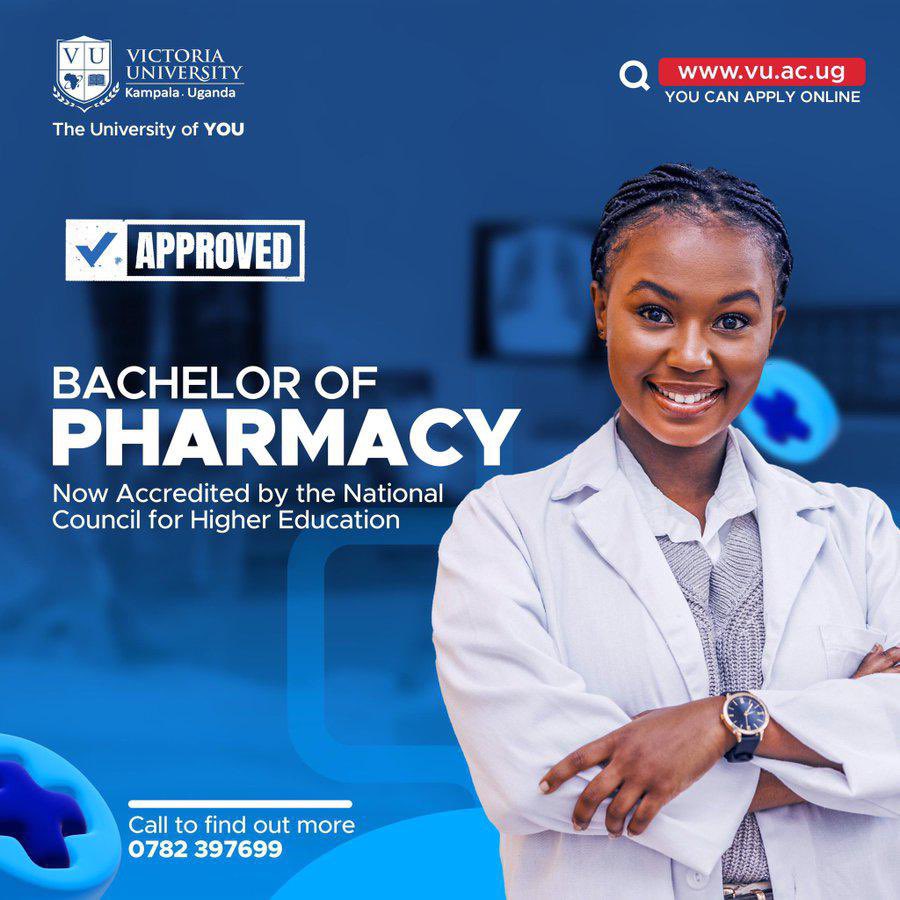 We're proud to announce that Victoria University's (@VUKampala) Bachelor of Pharmacy program is now accredited, showcasing their commitment to excellence and preparing future pharmacists for success. Join them for top-tier health science education! #NBSUpdates