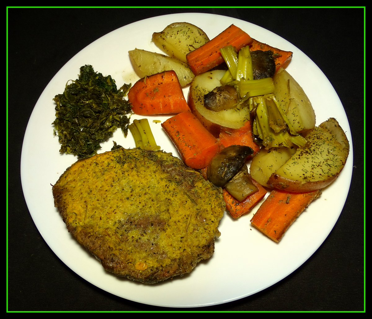 Bison Eye of the Round Steak Pot Roast #dinerinmymind #homecooking #food #cookingathome #bison #steak #potroast #carrots #broccoli #mushrooms #potatoes #spinach #supportlocal #Manitoba