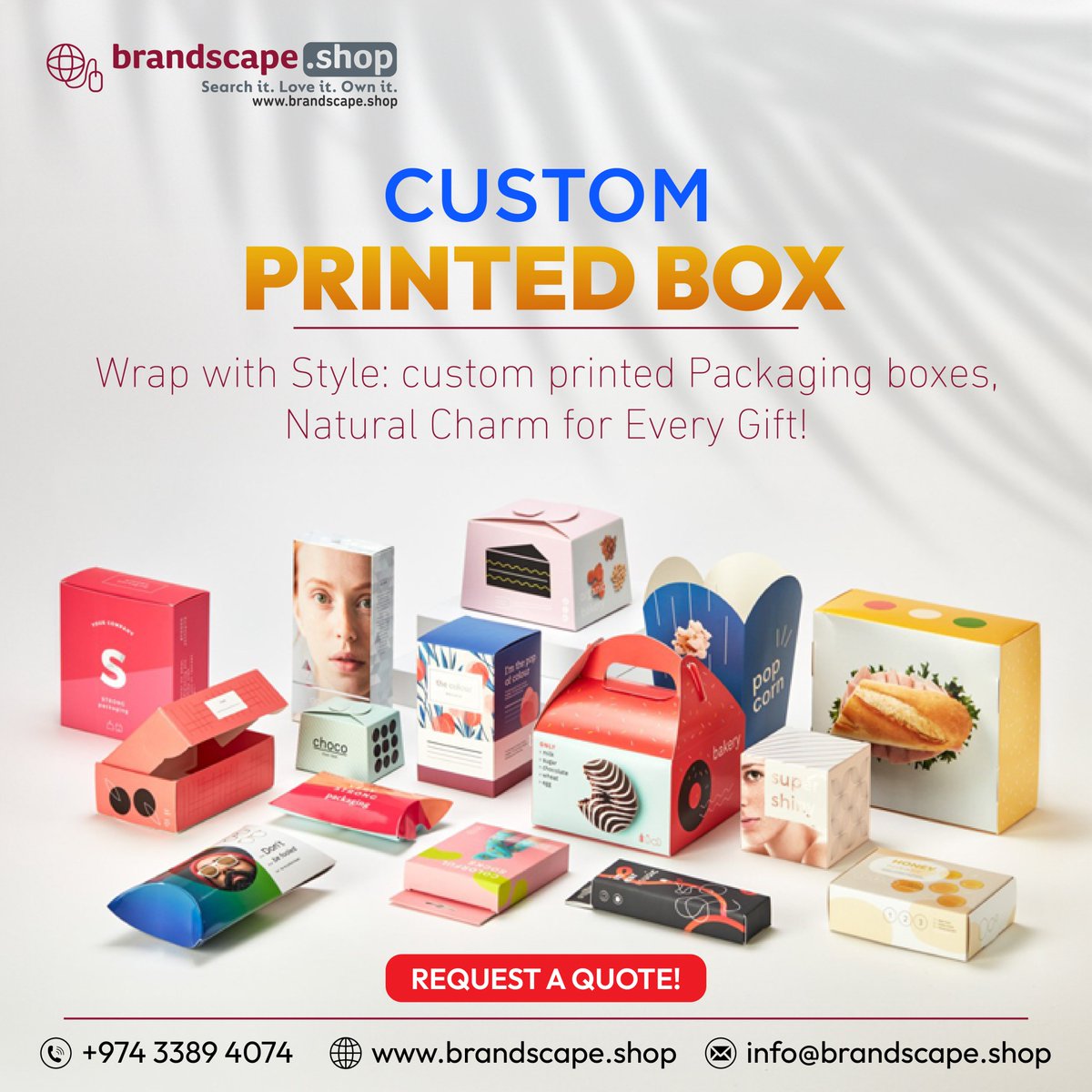 brandscapeshop's tweet image. Wrap With Style. Our Printed Packaging Boxes A Natural Charm For Every Gift!

Shop at brandscape.shop/collections/bu…

Click here for today's deal brandscape.shop/collections/bu…

For More Inquiries Contact
33894074

#kraftpaper #kraftpaperbox #kraftpackaging #packagingdesign #packagingideas