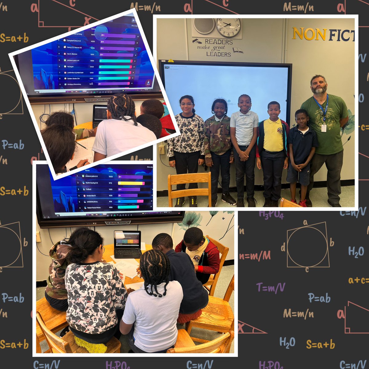 ElementaryWj's tweet image. We are so proud of our students who participated in the ETO Virtual Math Bowl! Our young mathematicians earned sixth place out of the thirty teams competing! #YourBestChoiceMDCPS, #ETOVirtualMathBowl, #MathGames, #BryanLionsLoveMath 
🦁💻➕➖✖️➗