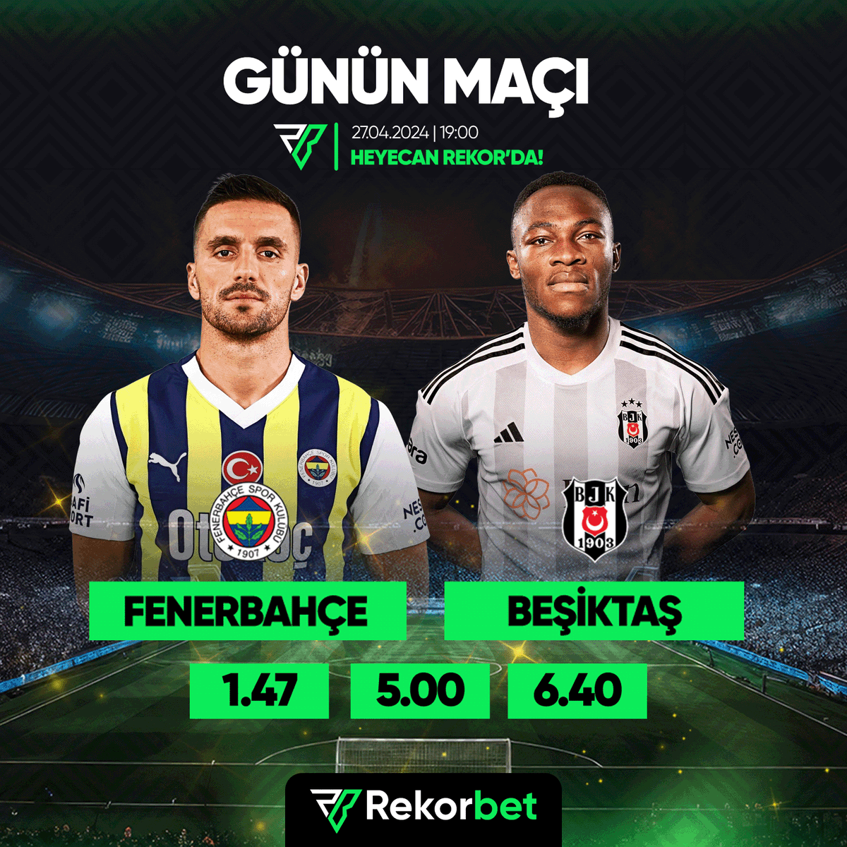 🥳 Derbiler futbolun bayramıdır… ⚔️ Fenerbahçe ve Beşiktaş kozlarını Kadıköy’de paylaşıyor. ❓ Son 4 maçtaki gibi 3.5 üst olur mu? ✈️ Karşılaşmaya en yüksek oran ve muhteşem bonuslar Rekorbet'te sizi bekliyor! 📲 Hemen oyna: t2m.io/rekorbet