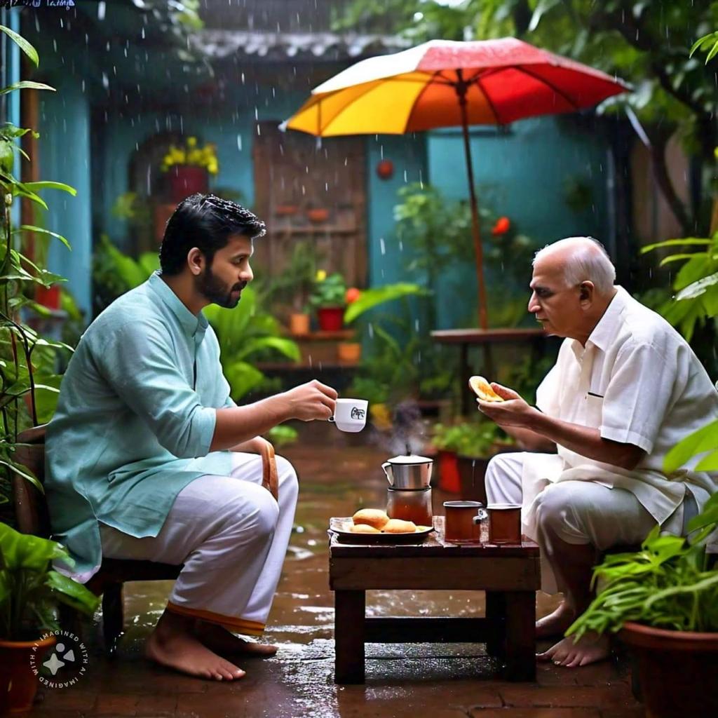 A cup of tea with desi dad 💕💕💕💕💕💕💕💕
Express your feeling 
#desi
#tea
#rain
#father
