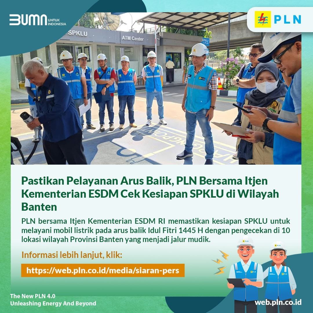 PLN dan Itjen ESDM RI fokus pastikan SPKLU beroperasi optimal di jalur lintasan mudik Banten.
#PLNuntukIndonesia