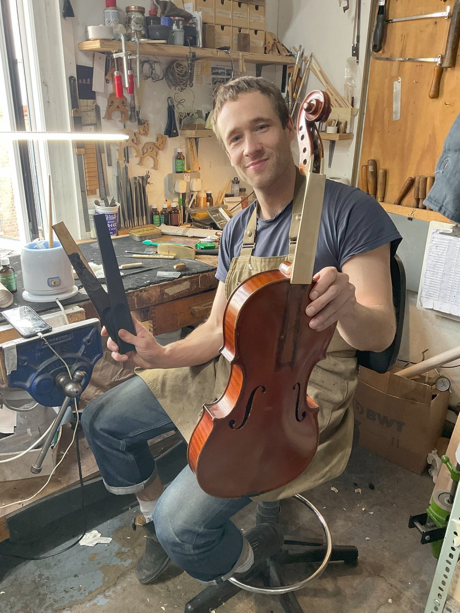 Ed is re-working the neck of this viola. It was already made with a very thin neck and fingerboard and then repaired badly in the past. Ed is making a new fingerboard and creating a wedge to add strength and enable a reset. #lutherie #restoration #repair #viola