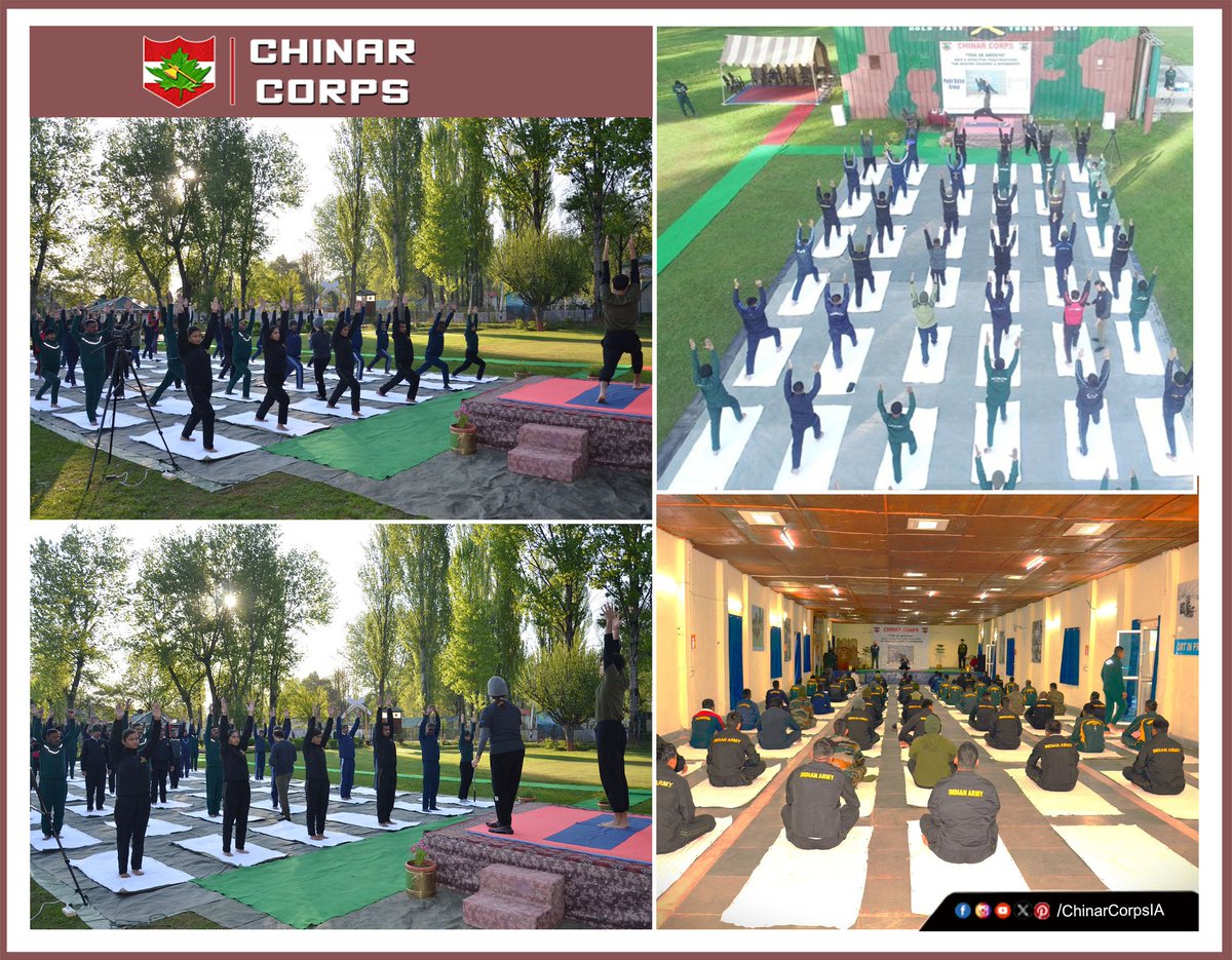 "Year of health and wellness"

#ChinarWarriors organised a Yoga Session for #Soldiers at #Baramulla. The aim of the programme was to enhance mental and physical well-being of troops deployed in operation
#progressingJK#NashaMuktJK #VeeronKiBhoomi #BadltaJK #Agnipath #Agniveer
