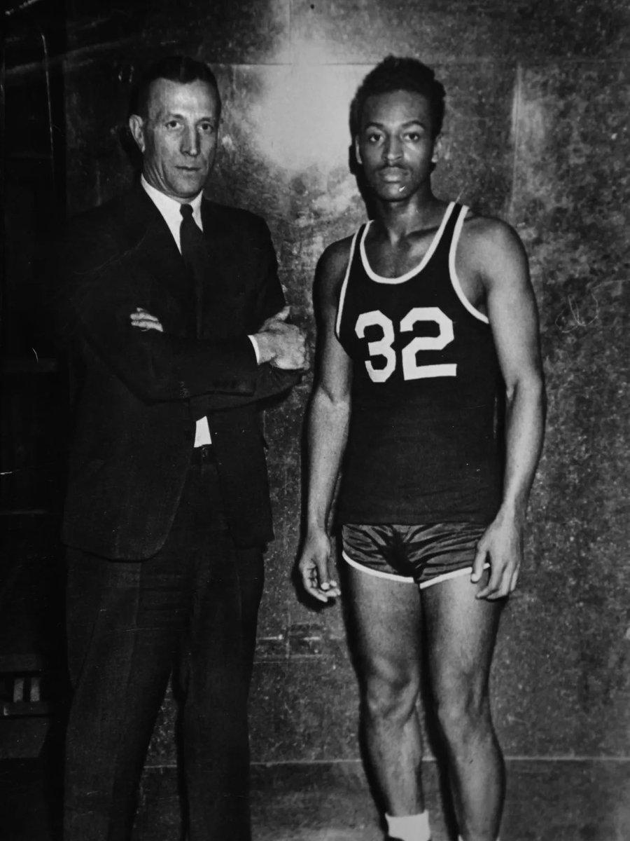 1948, 11 months after Jackie Robinson broke into baseball, Clarence Walker broke the national tournament color barrier in college basketball at Indiana State with  John Wooden. 

I have read that Clarence was not looking to make history but just would not run away from it either