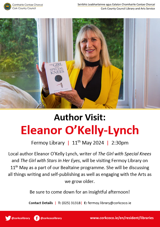 Come and celebrate #Bealtaine at #FermoyLibrary with an author visit from Eleanor O’Kelly-Lynch who will be discussing her writing as well as answering a Q&A session. Everyone is welcome to attend! @FermoyForum #AuthorVisit @BealtaineFest