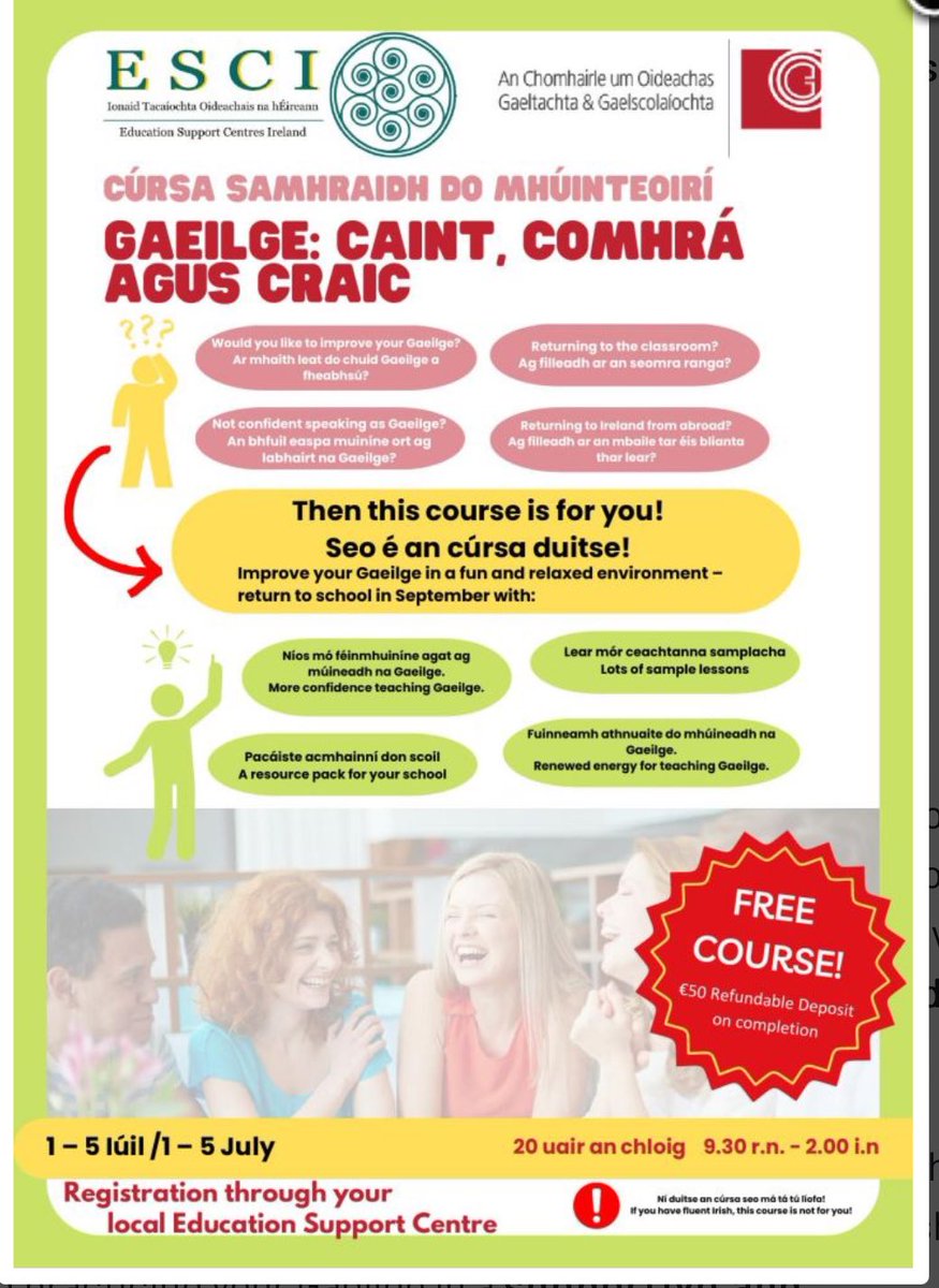 Gaeilge: Caint, Comhrá agus Craic! Cúrsa Samhraidh do Mhúinteoirí @athloneec @CoggOid